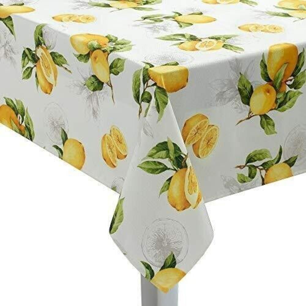 Lemons Spillproof Tablecloth 60 x 104 inch indoor outdoor NEW Summer